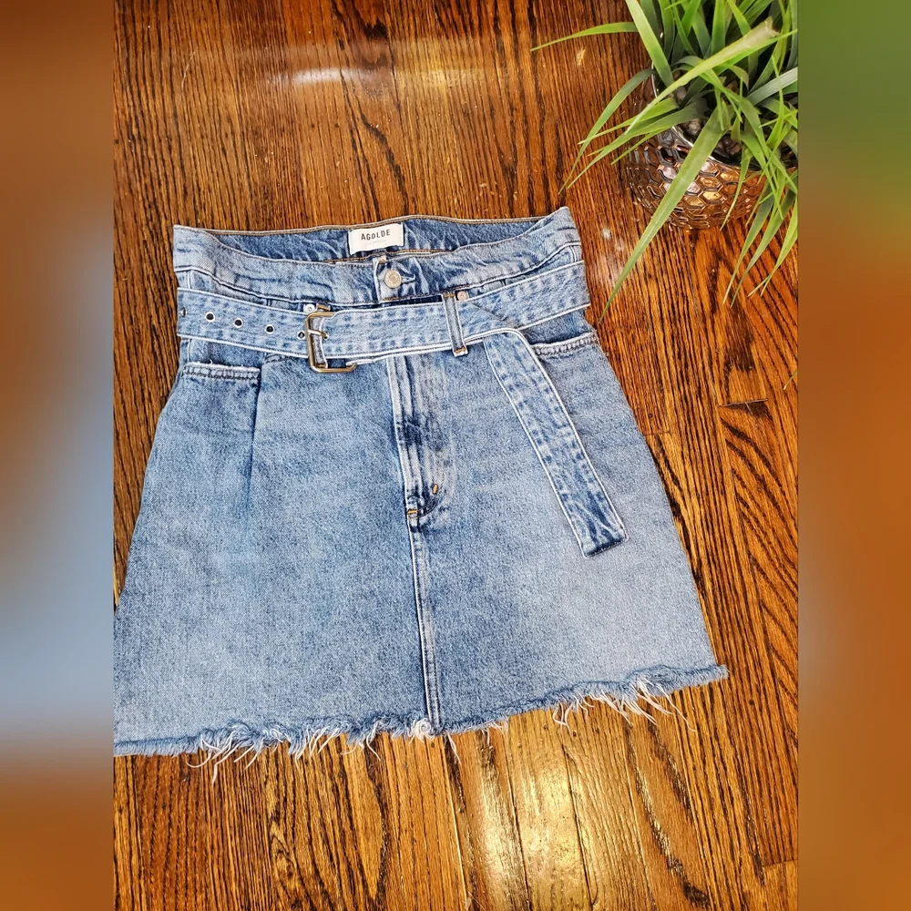 Agolde Belted Raw Hem Denim Skirt - Picture 3 of 9